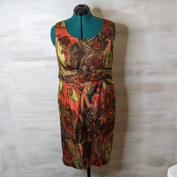 Le Bos Two Piece Multi-Color Dress and Jeweled Brown Jacket Size 14 NWT - Picture 2 of 5